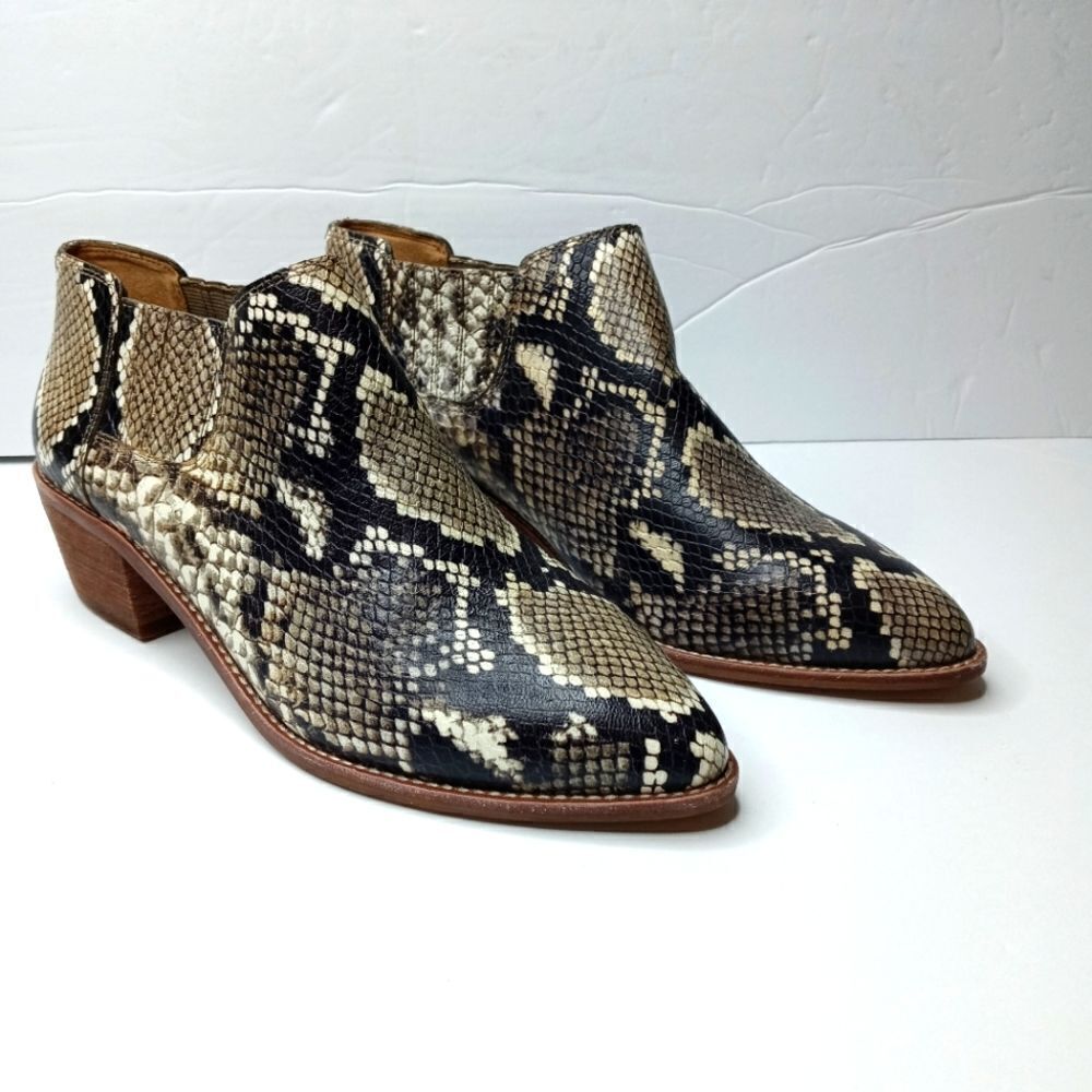 Madewell Low Chelsea Boots in Snake Embossed Leather